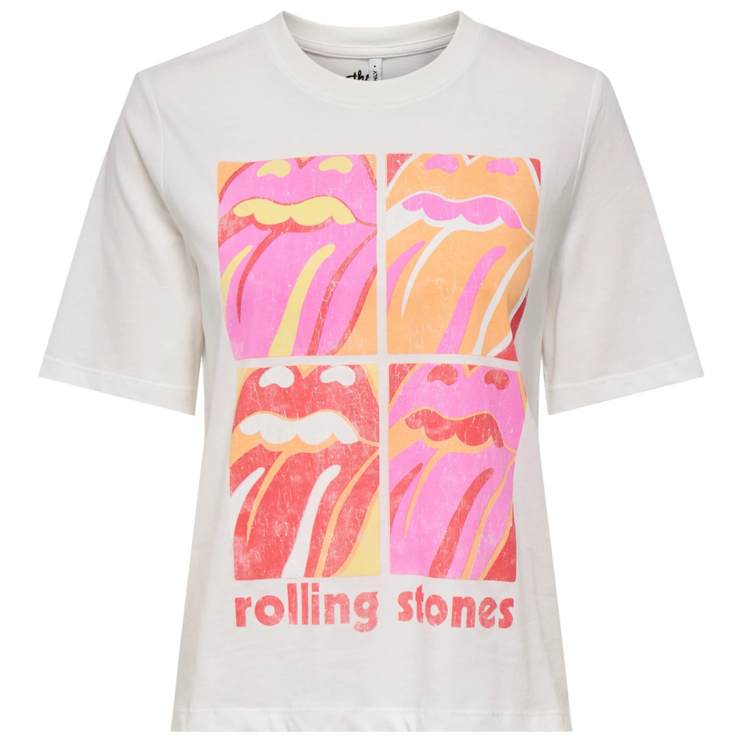 ONLY Bela Ženska Majica ROLLING STONES